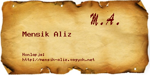 Mensik Aliz névjegykártya